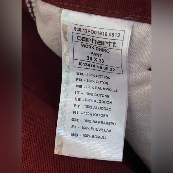 Carhartt WIP Heritage Work Chino Pant Bordeaux m 34x34 - Picture 8 of 13